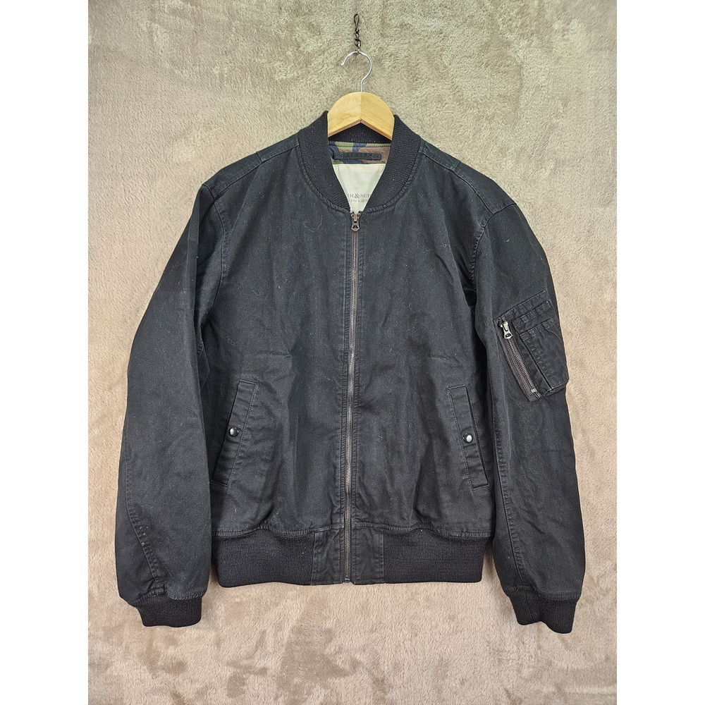 Denim Supply Ralph Lauren Bombe Jacket Coats Size L Camo Lined Full Zip Black